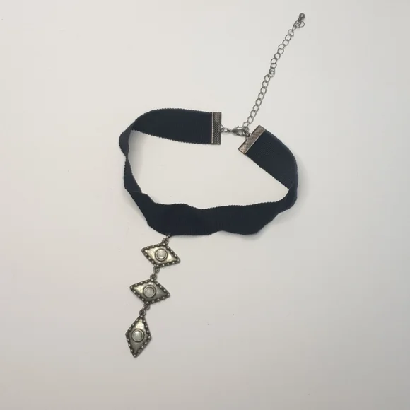 Long pendant adjustable choker boho black/grey - Picture 14 of 14